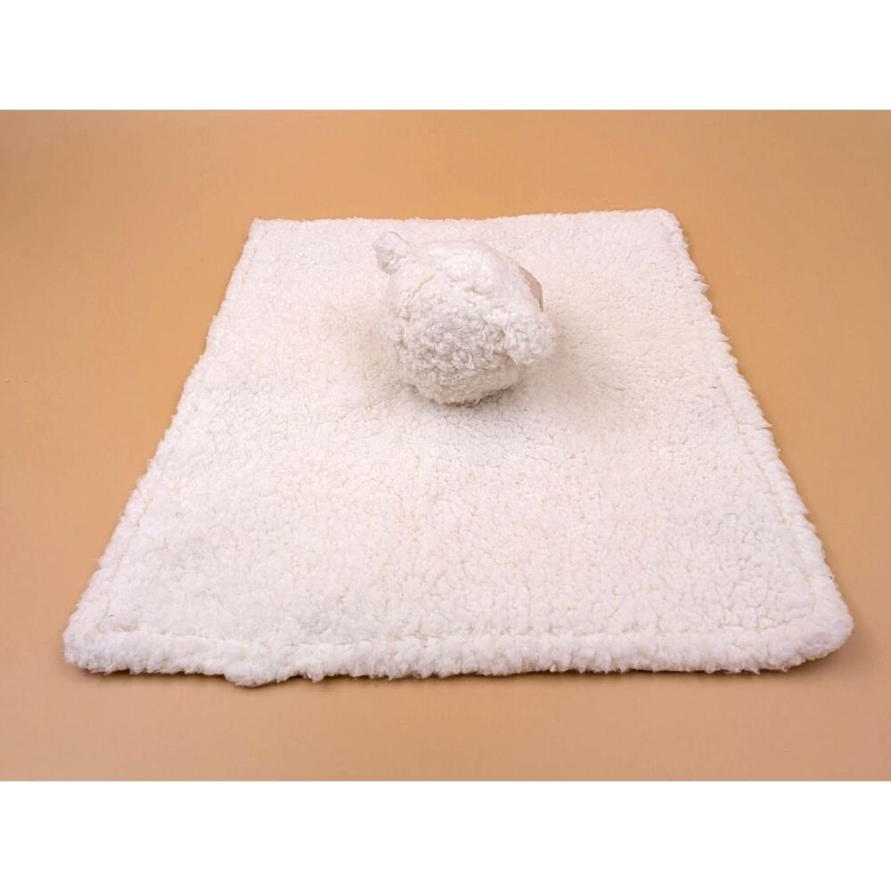 Baby Lamb Lovey Security Blanket White Sherpa Satin Nursery - Picture 6 of 10
